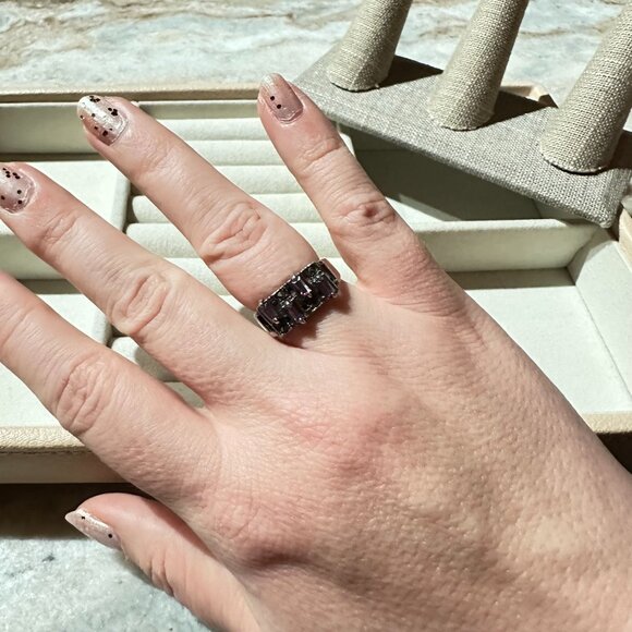 Vintage Amethyst & Marcasite 925 Sterling Silver Ring Size 7 Art Deco - Picture 11 of 11